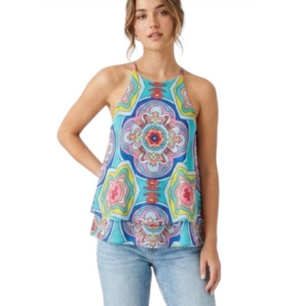 Crosby by Mollie Burch Colorful Medallion Print Racerback Tank Top Size XS